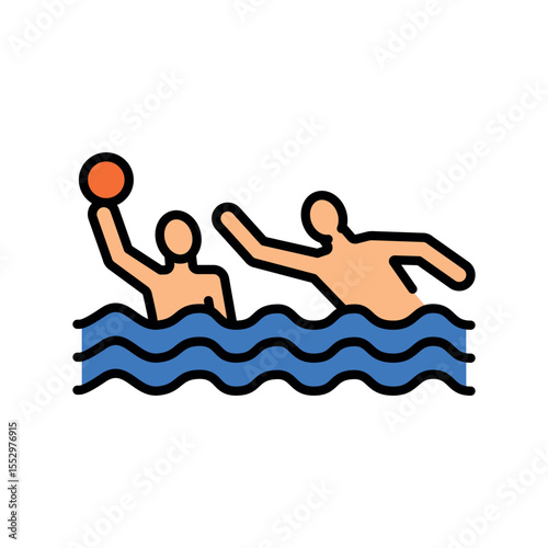 water polo color line icon for digital and print projects.