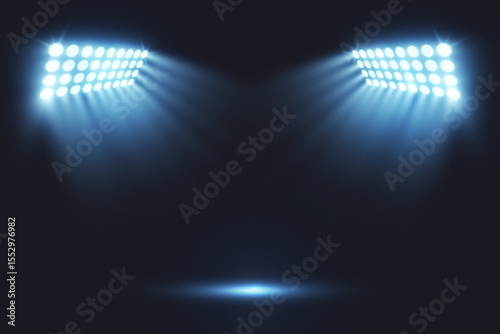 Realistic bright stadium arena lights