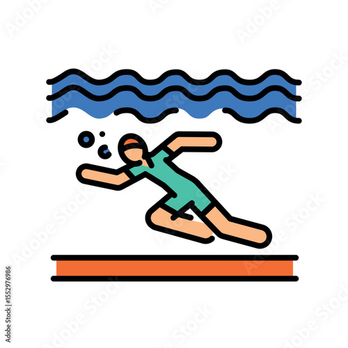 aqua jogging color line icon for digital and print projects.