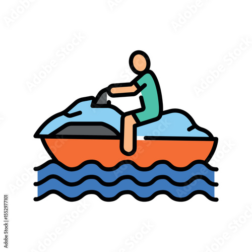 jet ski color line icon for digital and print projects.