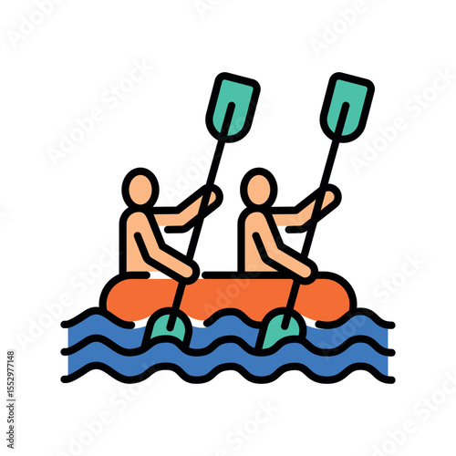 rafting color line icon for digital and print projects.