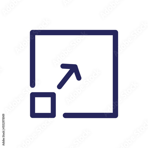 Resize with arrow line icon on white background.