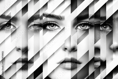 Breaking visual patterns with abstract faces in monochrome style