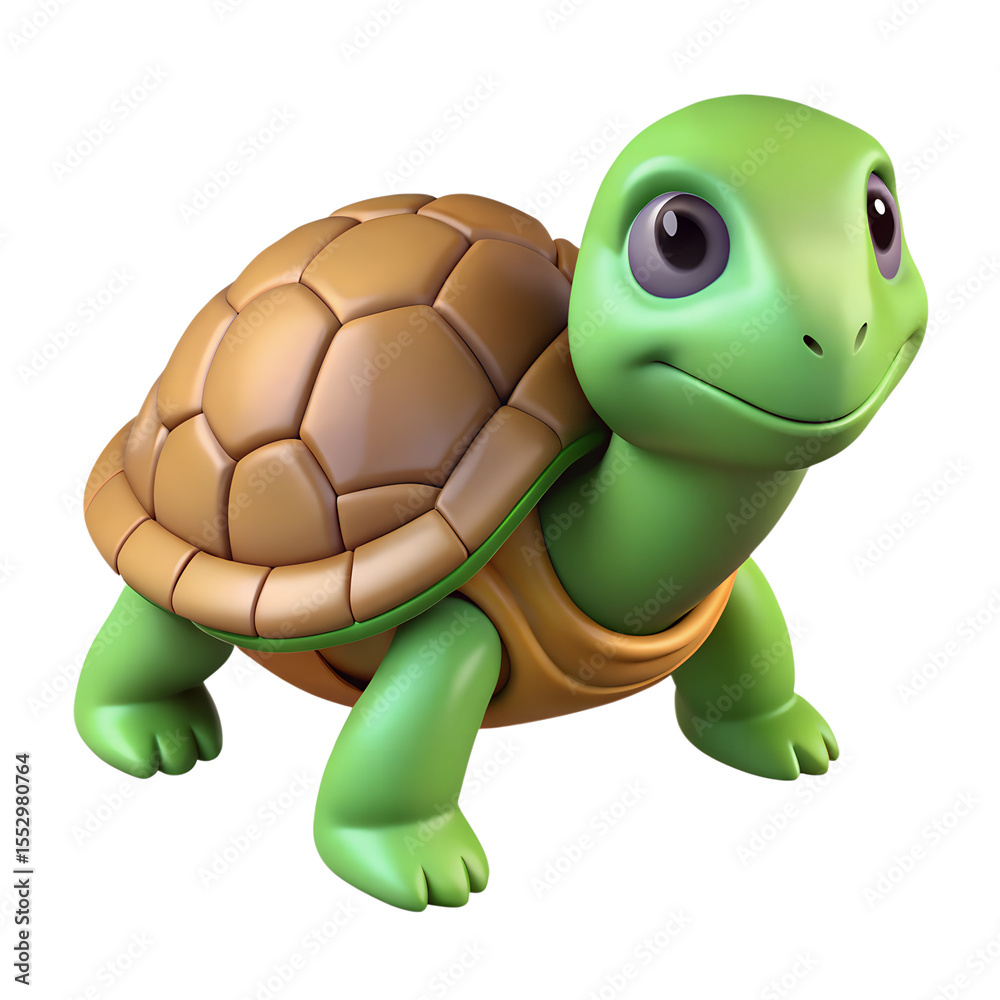 Fototapeta premium Happy cartoon tortoise and turtle animal vector illustration with green funny shell