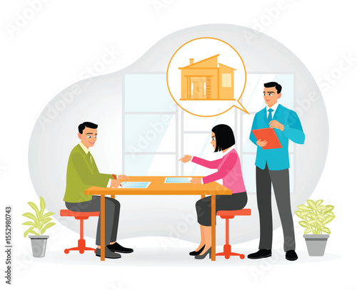 Contract Signing. Property Agent and Client Sign Legal Documents in the Office.