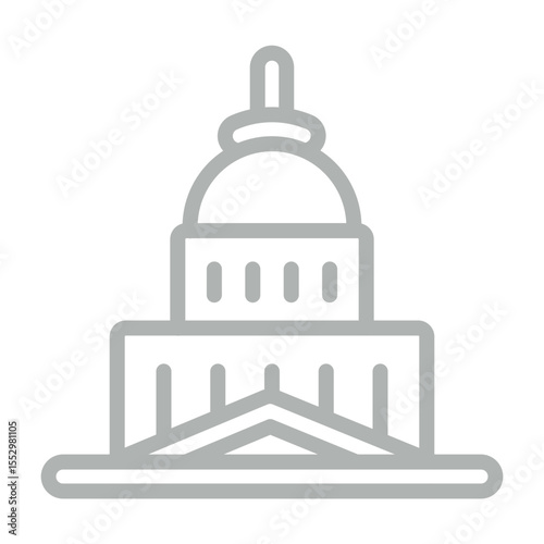 Capitol Building Vector Line Grey Icon Design