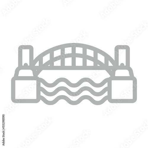 Sydney Harbour Bridge Vector Line Grey Icon Design