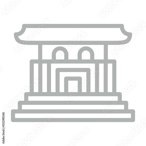 Forbidden City Vector Line Grey Icon Design