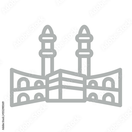 Masjid alHaram Vector Line Grey Icon Design