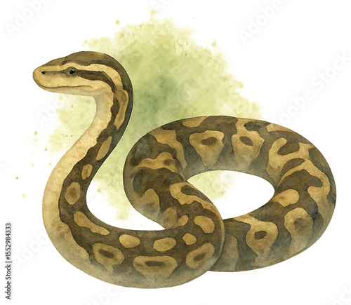Python watercolor illustration – Southeast Asian snake