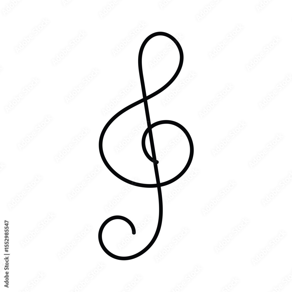 Fototapeta premium Treble clef notes isolated on white background. Music Symbol.