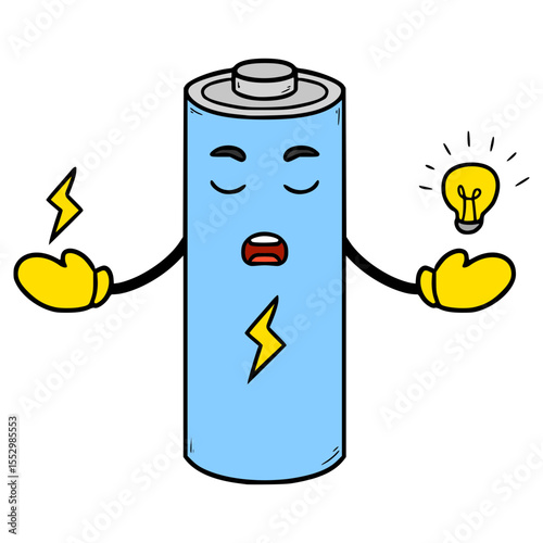 battery character illustration hand drawn isolated vector