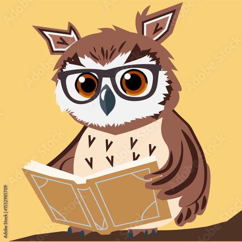 Wise animal character studying literature