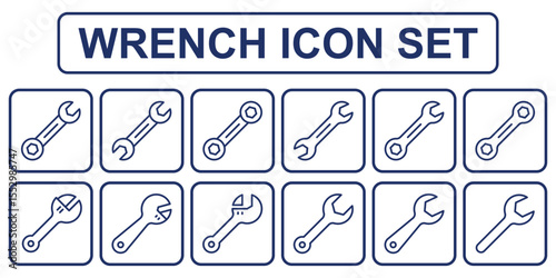 Wrench icon. Repair icon. Tools icon. Spanner symbol. Isolated vector illustration. Editable stroke