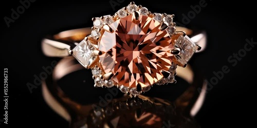 Luxurious Rose Gold Engagement Ring with Large Pink Diamond and Side Stones