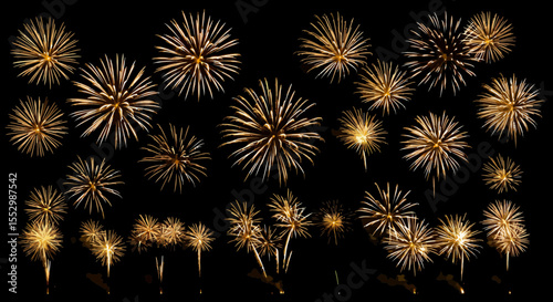 A Bursting Symphony: Exquisite Fireworks Display against a Starry Night Backdrop