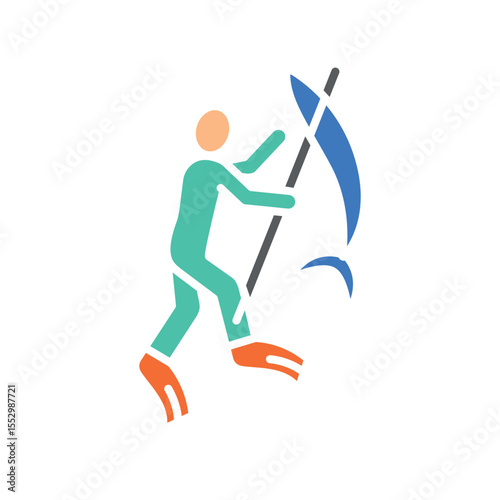 spearfishing color flat icon for digital and print projects.