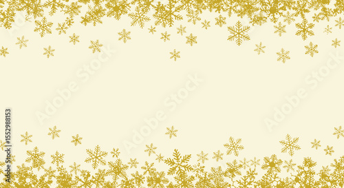 Elegant golden snowflakes adorn a cream backdrop, creating a wintry, festive frame