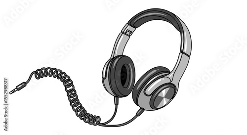 Headphones One Line Vector Illustration – Glossy Minimal Doodle for Music & Tech Branding