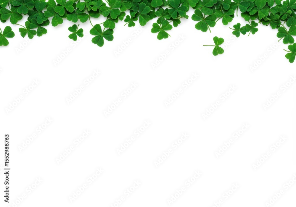 Clover border on white background, perfect for st patrick’s day design with copy space Clover border on white background, perfect for st patrick’s day design with copy space