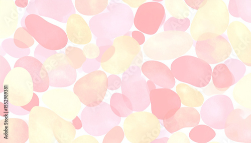 this image is a textured background featuring overlapping, rounded shapes. the shapes vary in size, appearing in shades of light pink and yellow