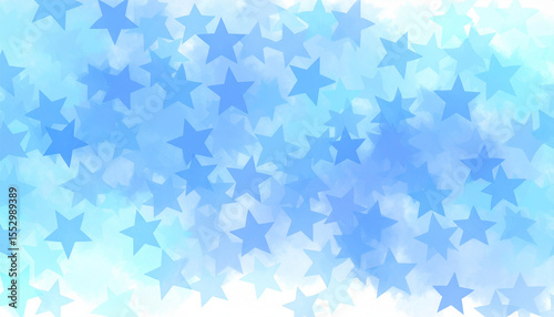 the artwork features a collection of star shapes that vary in shade and transparency. these star shapes create an overall textured effect in the image
