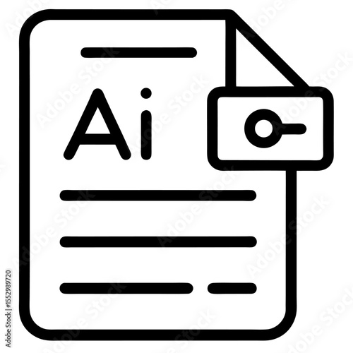 AI Document Generator outline icon on white background