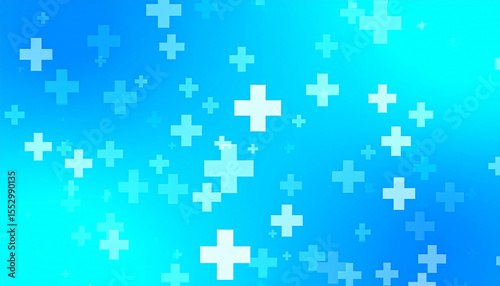 the image showcases a vibrant, two tone backdrop that transitions from a deeper hue to a lighter one. floating against this background are numerous crosses, each presented in a stark white shade