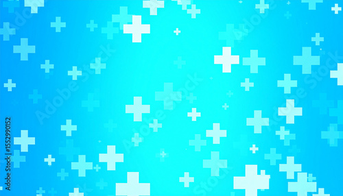 this image shows a light blue background with a variety of white geometric shapes scattered across the surface
