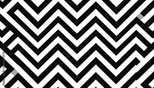 the image is a black and white pattern featuring interconnected lines. these lines form a zigzag pattern that repeats across the frame