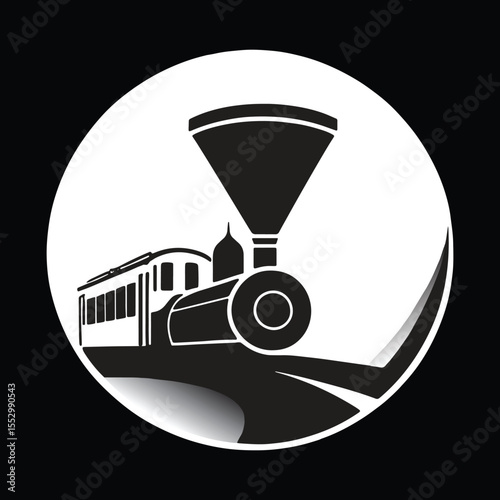 Vintage Train Logo Silhouette in a Circle