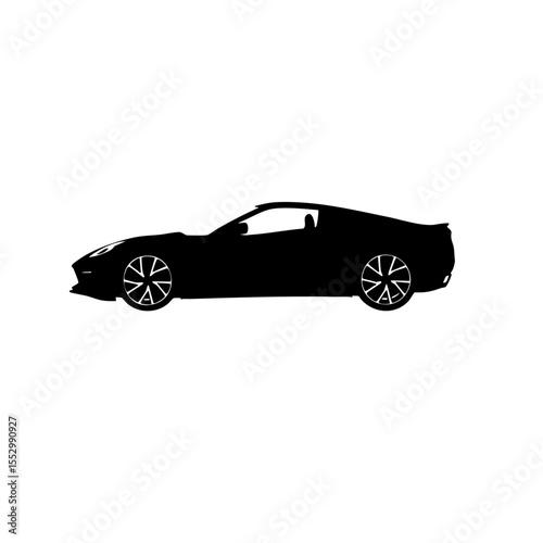 Car Vector Illustration – Black and White Silhouette Style, car vector illustration