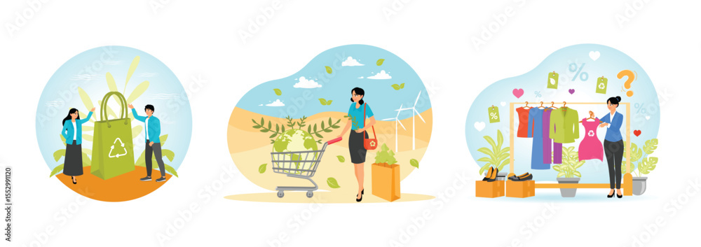 Fototapeta premium Eco Bags. Eco Friendly Consumer. Eco Friendly Fashion.