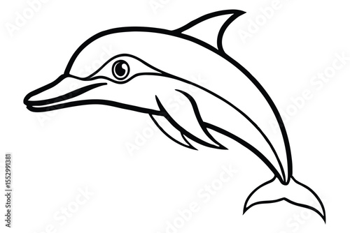 Outlined dolphin gracefully swims with its distinct body and playful flippers is shown