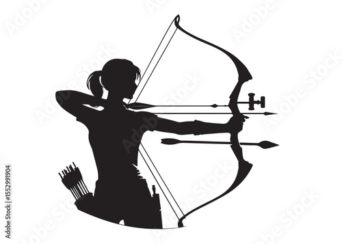 archer bow logo silhouette vector, bow and arrow logo icon silhouette, bow and arrow silhouette logo vector, bow and arrow silhouette vector logo on white background