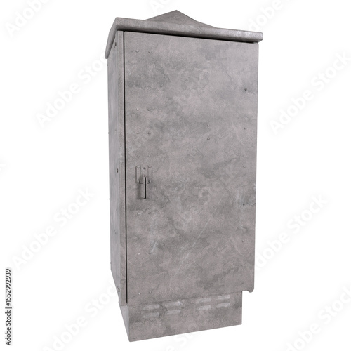 Gray utility storage cupboard isolated on transparent