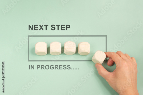 Next step in progress, having new goal and strategy, making plan for future, vision a target, business concept 