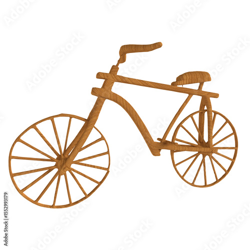 Wooden bicycle isolated on transparent