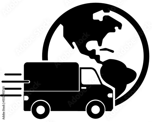truck with globe icon