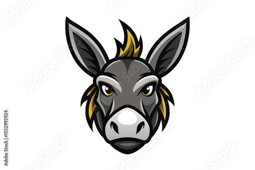 Detailed donkey head illustration portrays a striking outline against a clean white backdrop