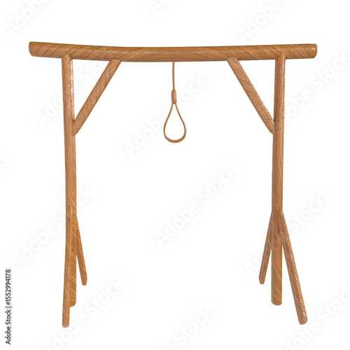 Wooden gallows structure isolated on transparent