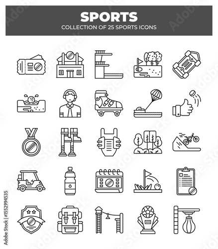 Collection of 25 Sports Icons.  A Visual Guide to Various Sports and Activities