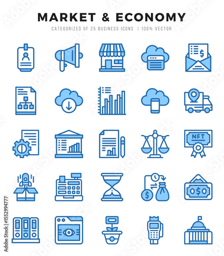 Market & Economy. Two Color icons Pack. vector illustration.