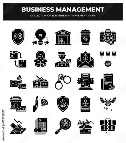 Collection of 25 Business Management Icons: Strategy. Finance. and Marketing