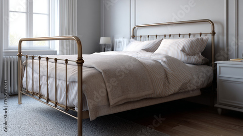 A vintage-inspired metal bed frame.