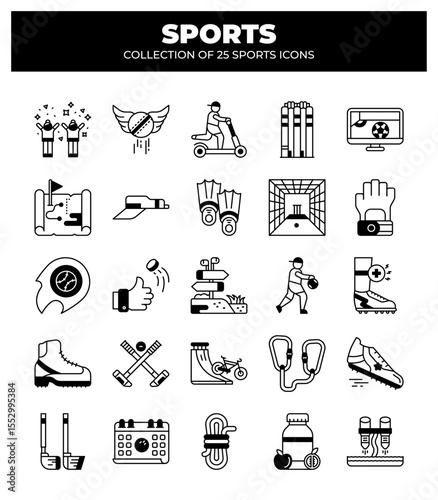Collection of 25 Sports Icons.  A Visual Guide to Various Sports and Activities