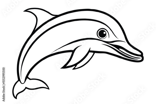 Monochrome dolphin glides through the water, showcasing bold, contrasting black and white