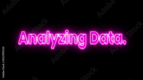 Pink Neon glow, Analyzing Data... text animation with triple dots
