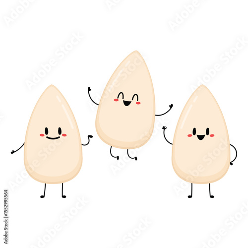 White sesame seed character design. White sesame seed on white background.