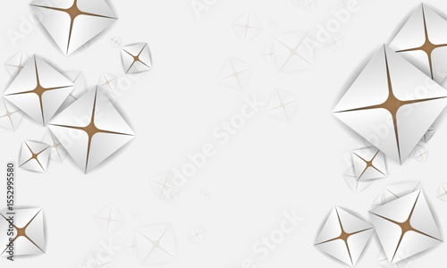 Abstract presentation background-3d diamond shape with star, shadow gradient template for futuristic, decoration, card, banner-Modern minimal silver-brown colour pattern design